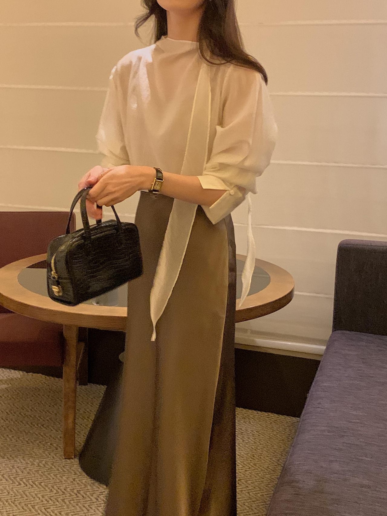 Poise Tie Mock Neck Blouse