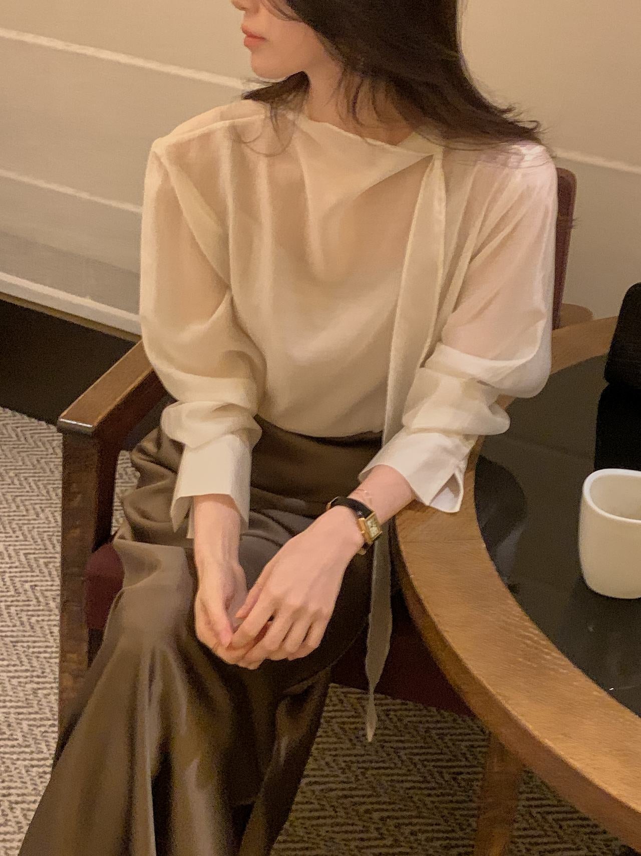 Poise Tie Mock Neck Blouse