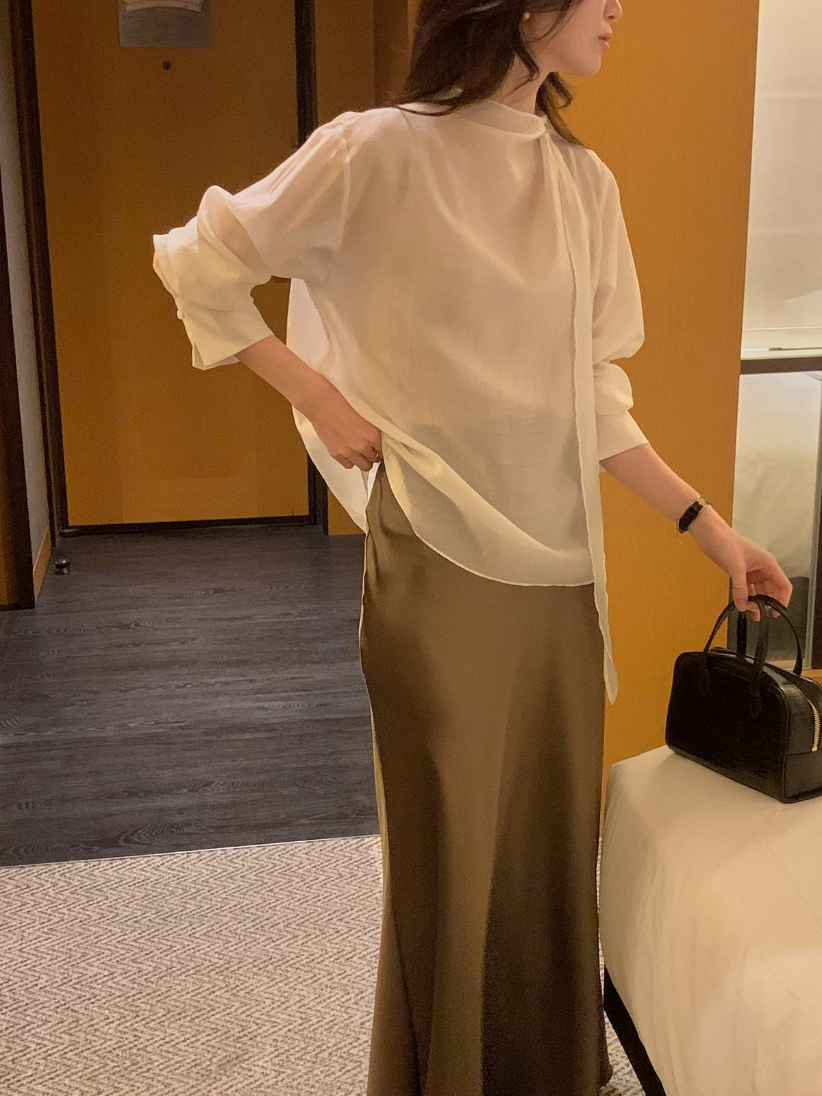 Poise Tie Mock Neck Blouse