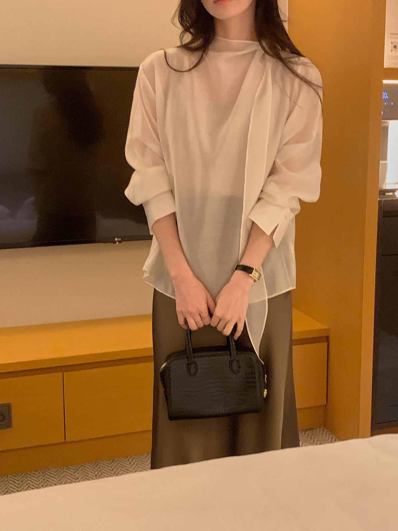 Poise Tie Mock Neck Blouse