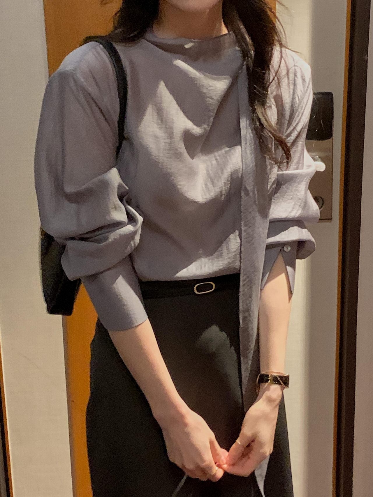Poise Tie Mock Neck Blouse