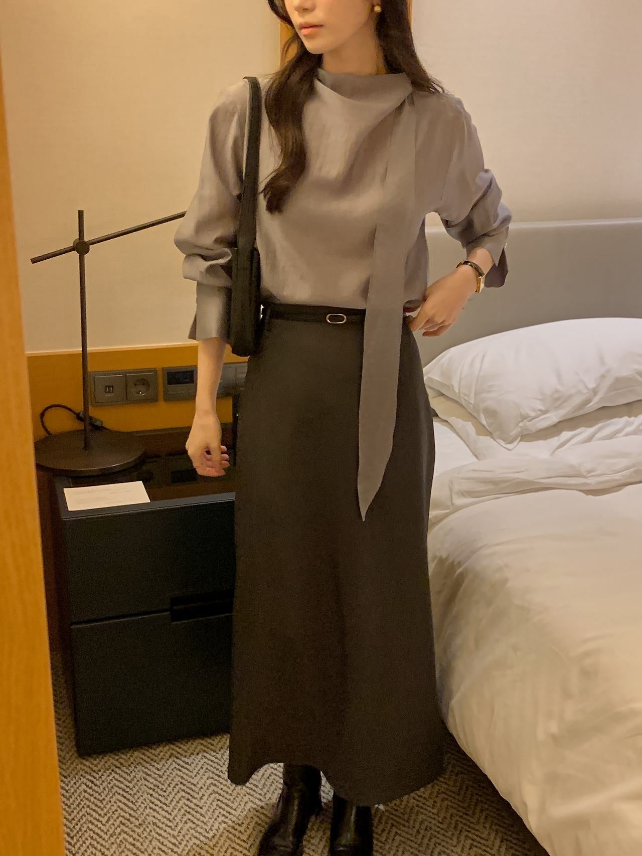 Poise Tie Mock Neck Blouse