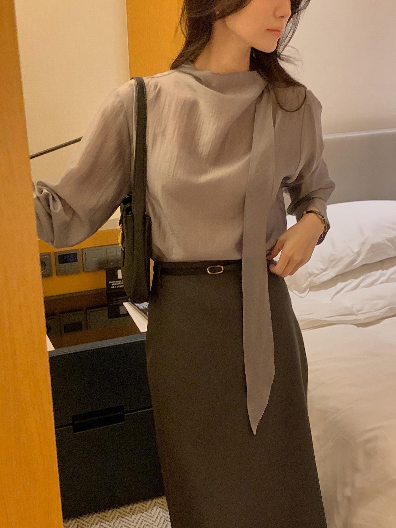 Poise Tie Mock Neck Blouse