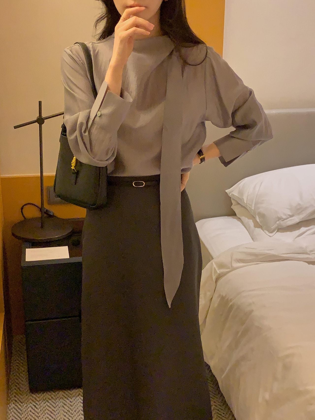 Poise Tie Mock Neck Blouse