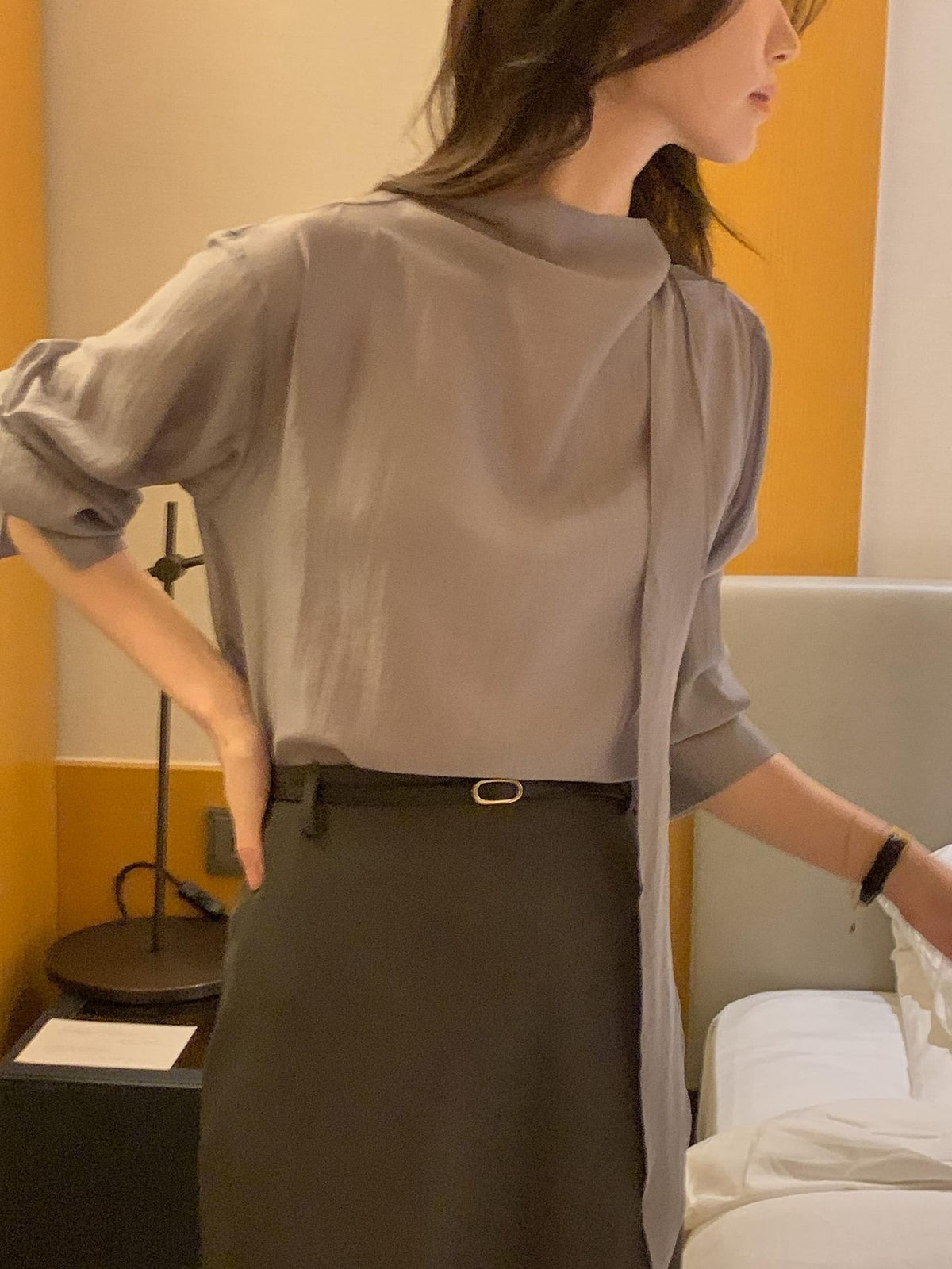 Poise Tie Mock Neck Blouse