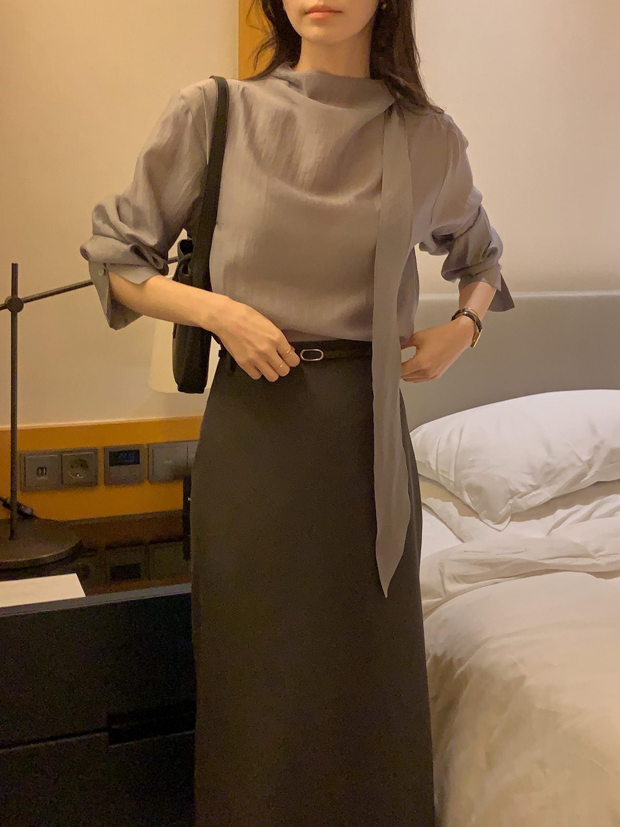Poise Tie Mock Neck Blouse