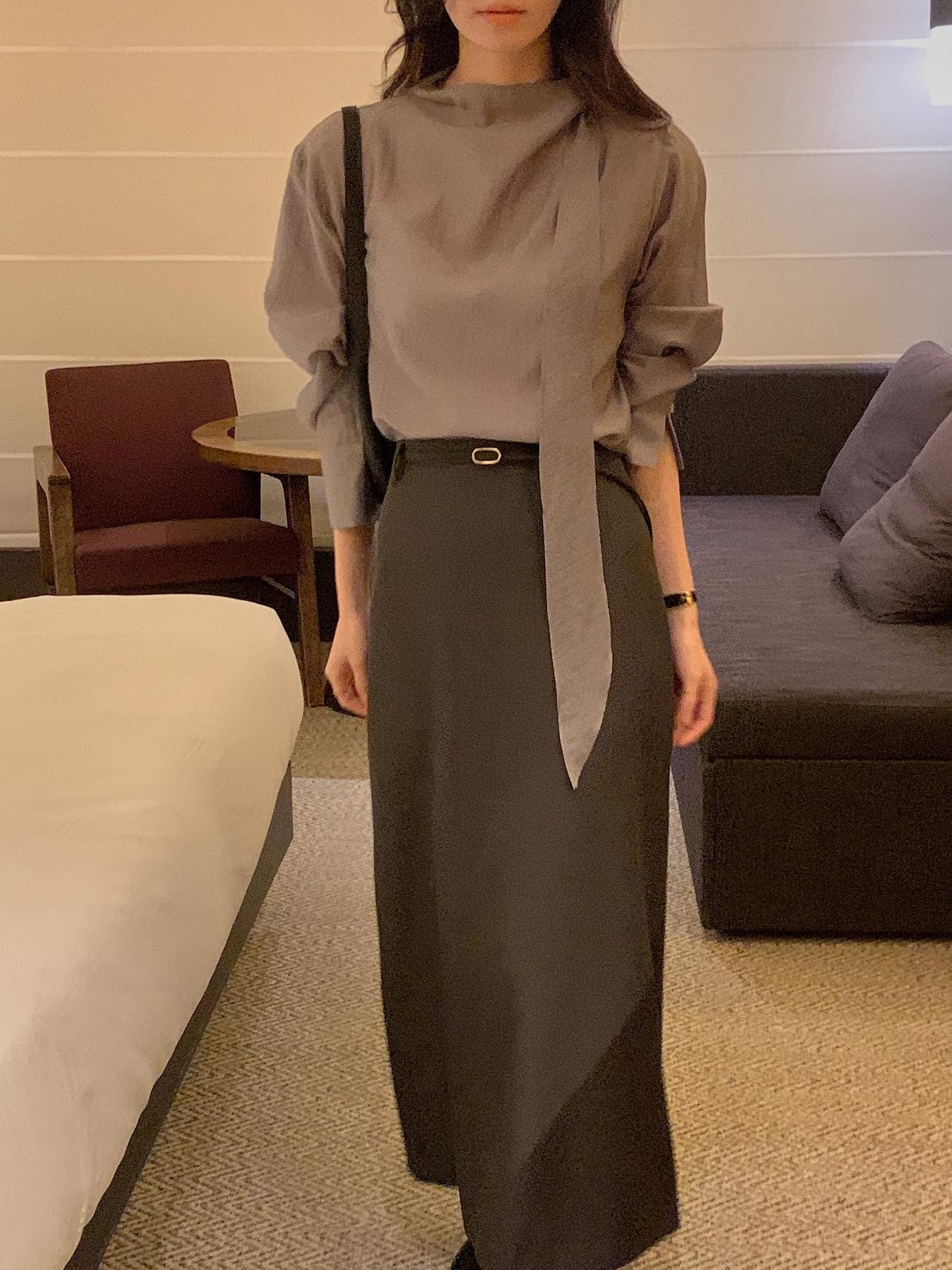 Poise Tie Mock Neck Blouse