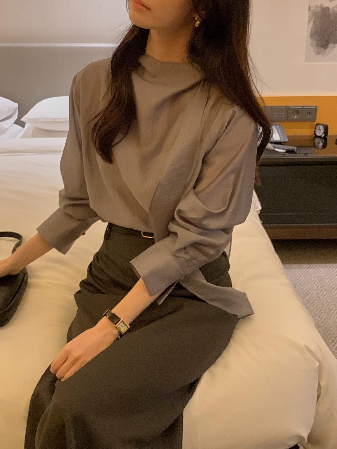 Poise Tie Mock Neck Blouse