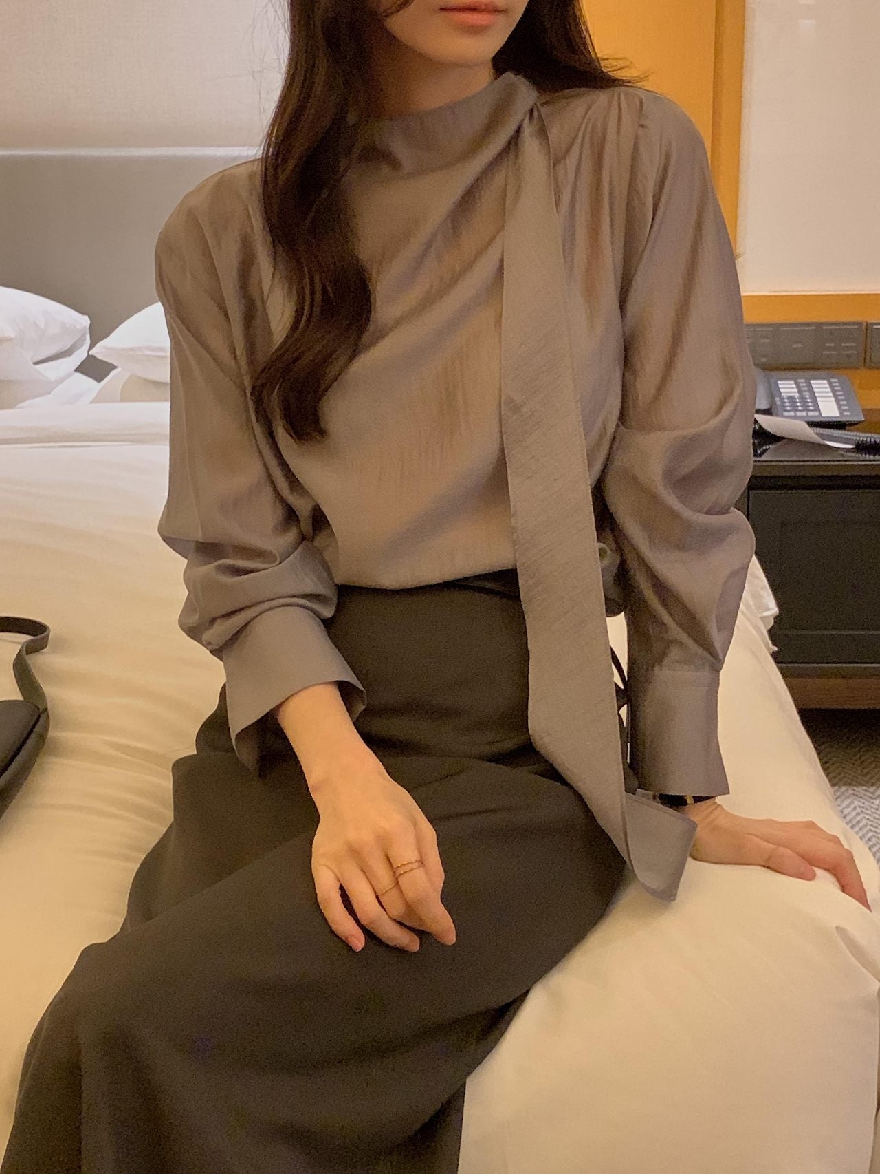 Poise Tie Mock Neck Blouse