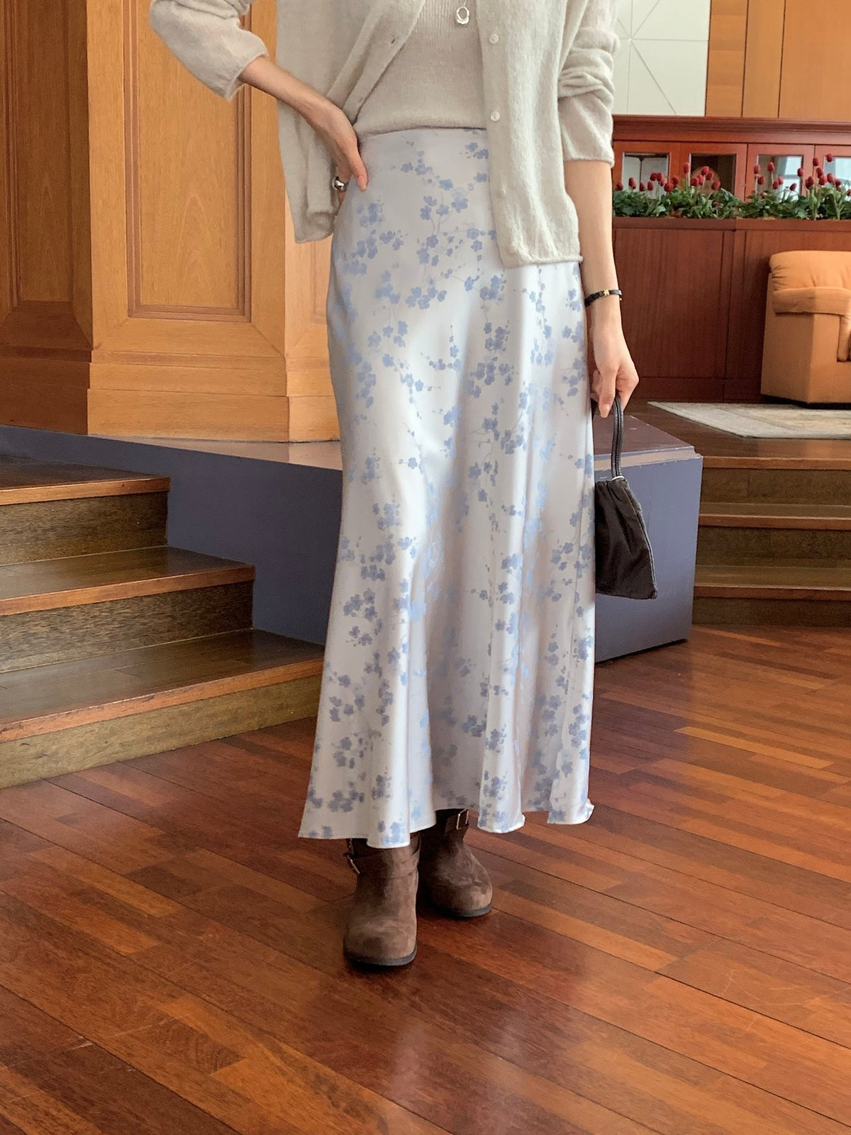 Silken Bloom Maxi Skirt