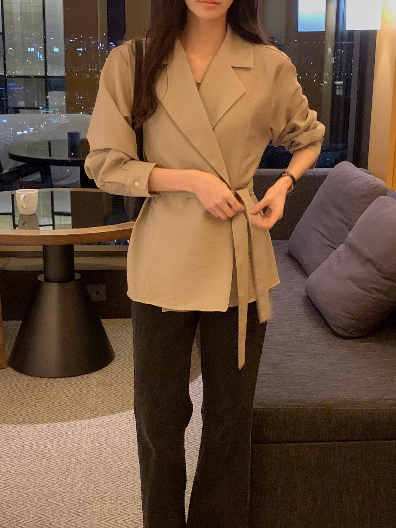 Essential Belted Shirt Blouse