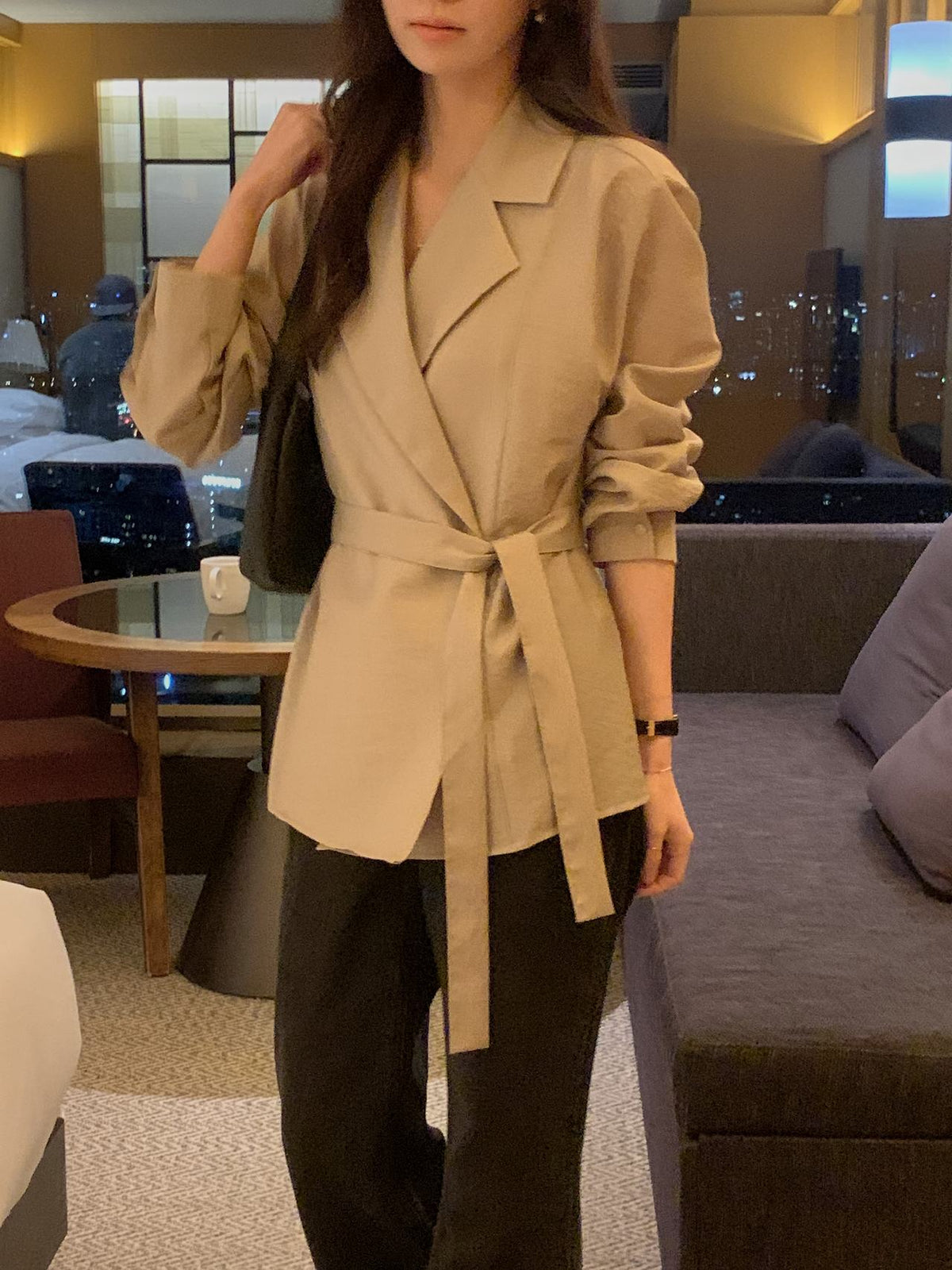 Essential Belted Shirt Blouse