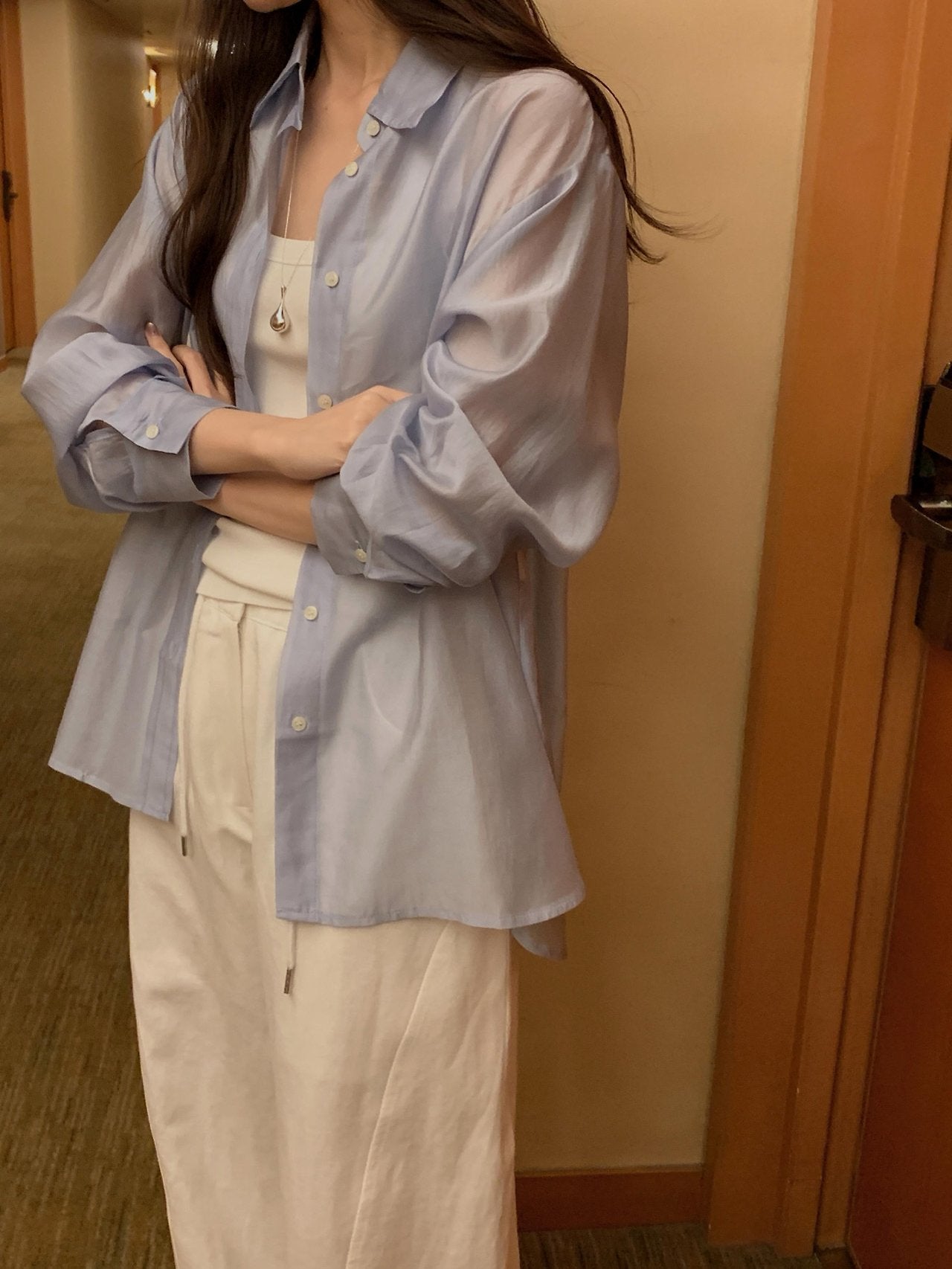 Silken Air Sheer Shirt Blouse