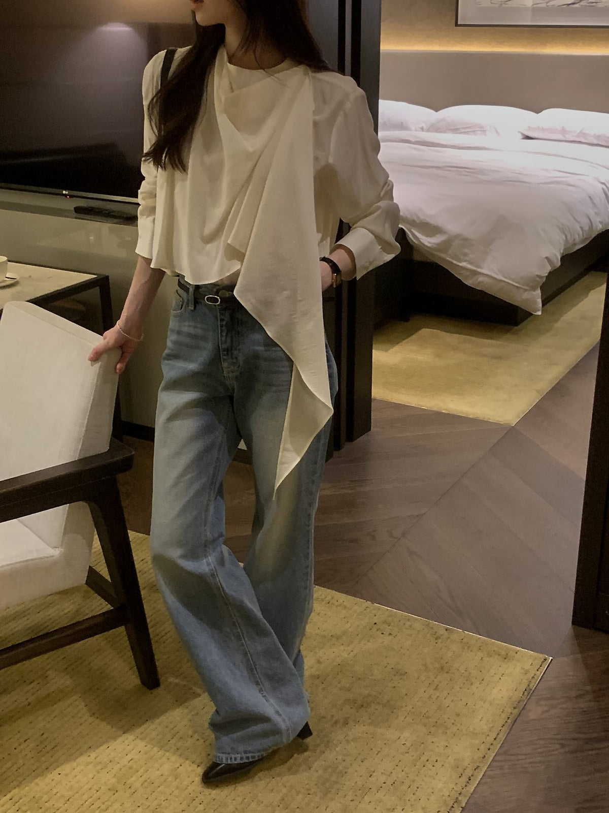 Poise Scarf Button Blouse