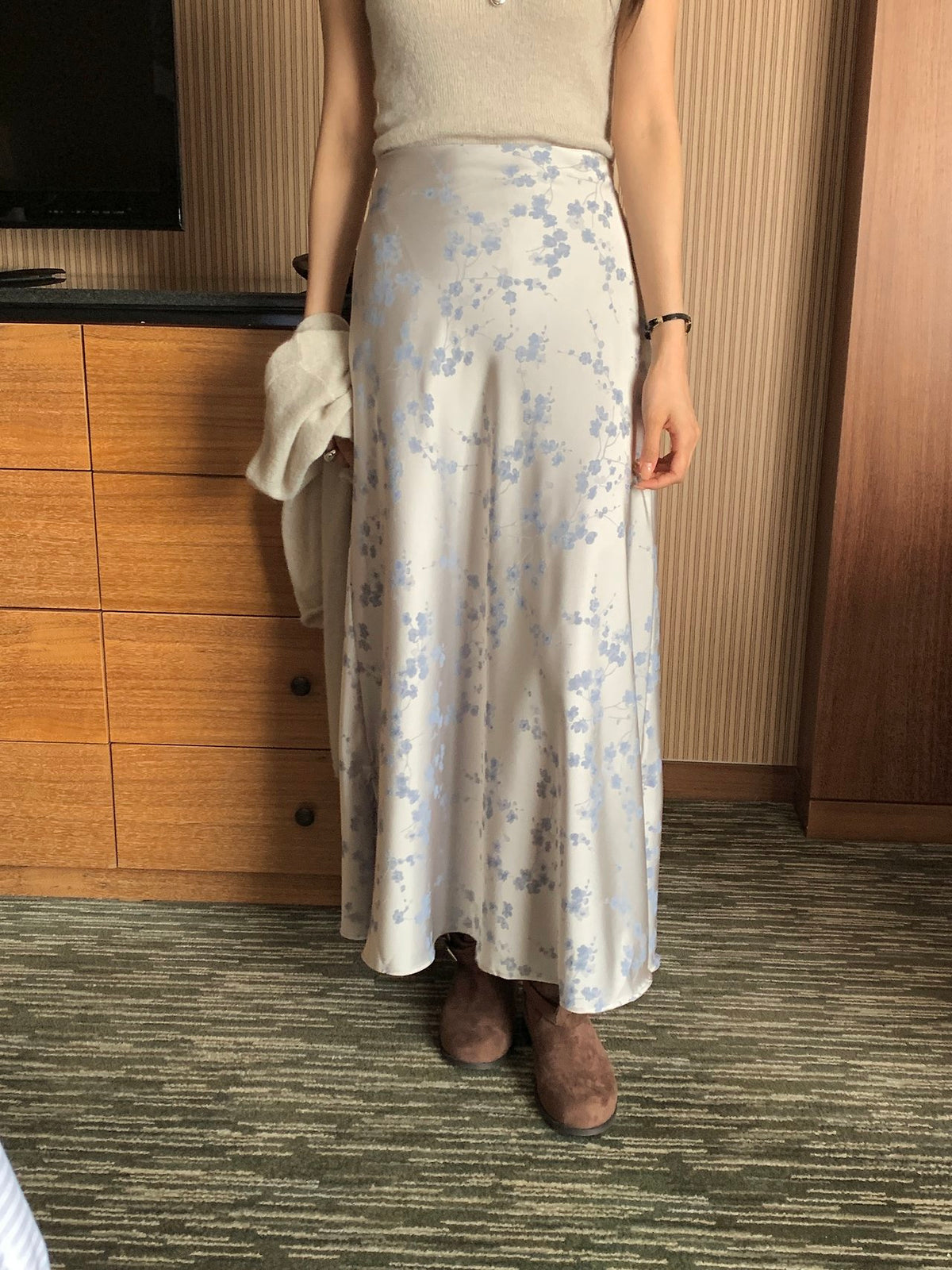 Silken Bloom Maxi Skirt