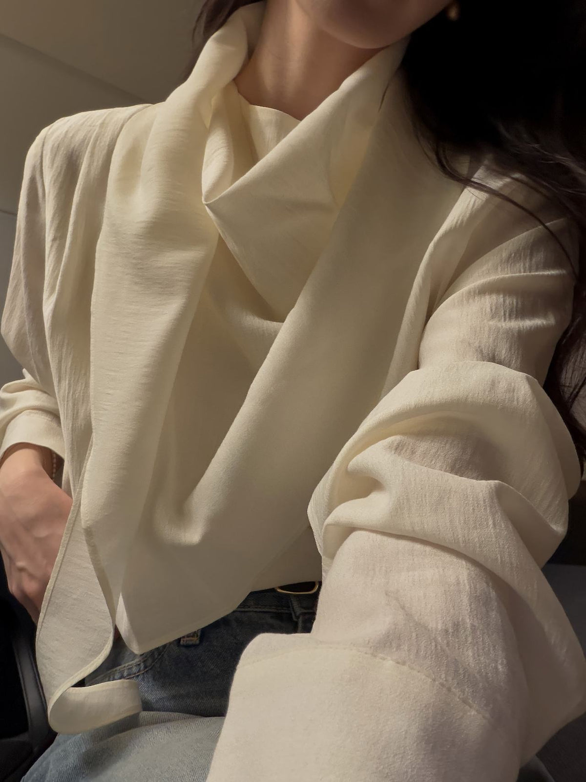 Poise Scarf Button Blouse