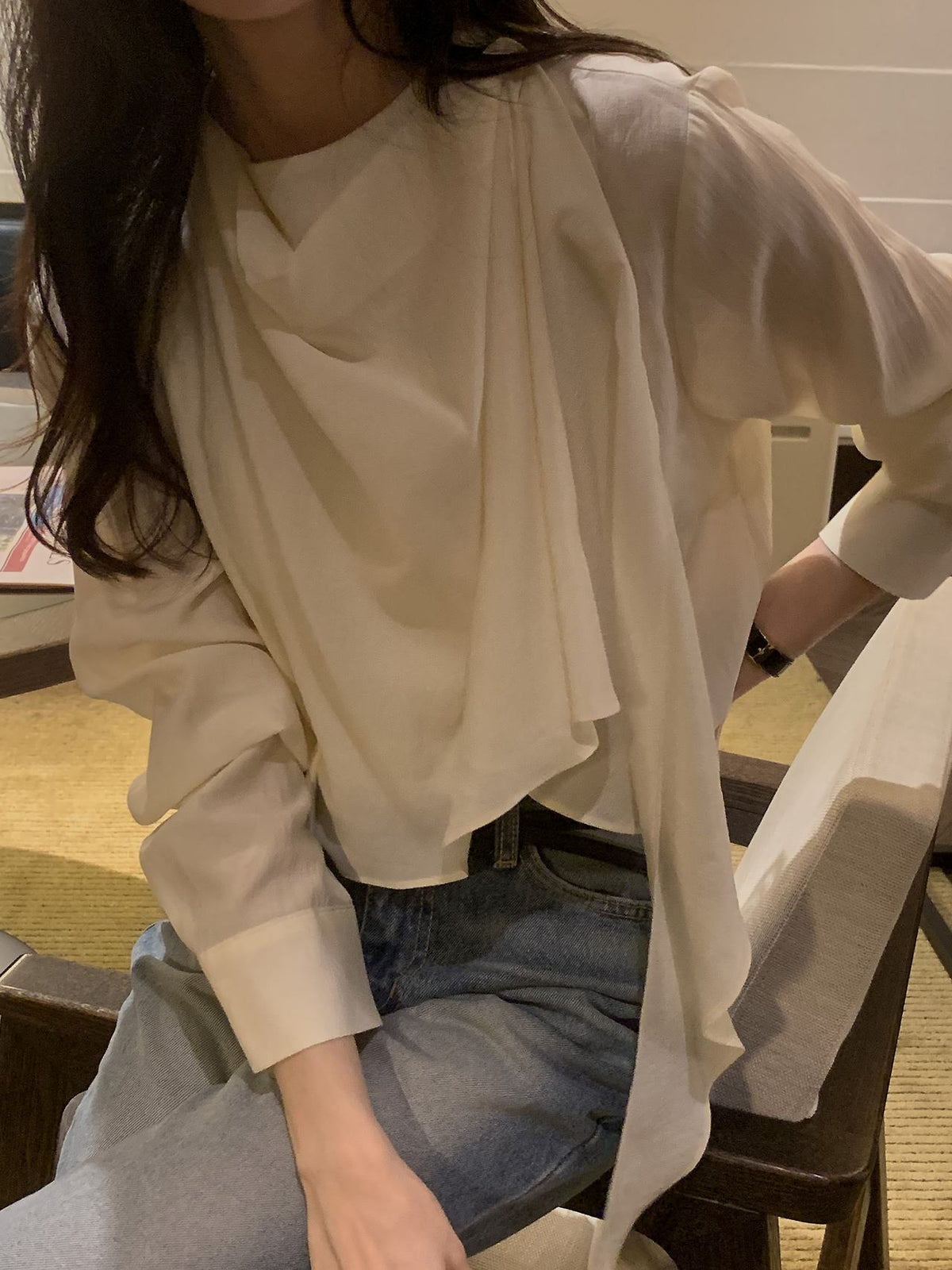 Poise Scarf Button Blouse