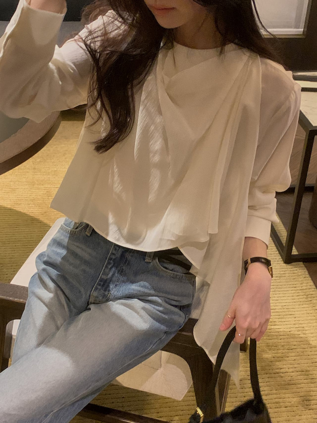 Poise Scarf Button Blouse