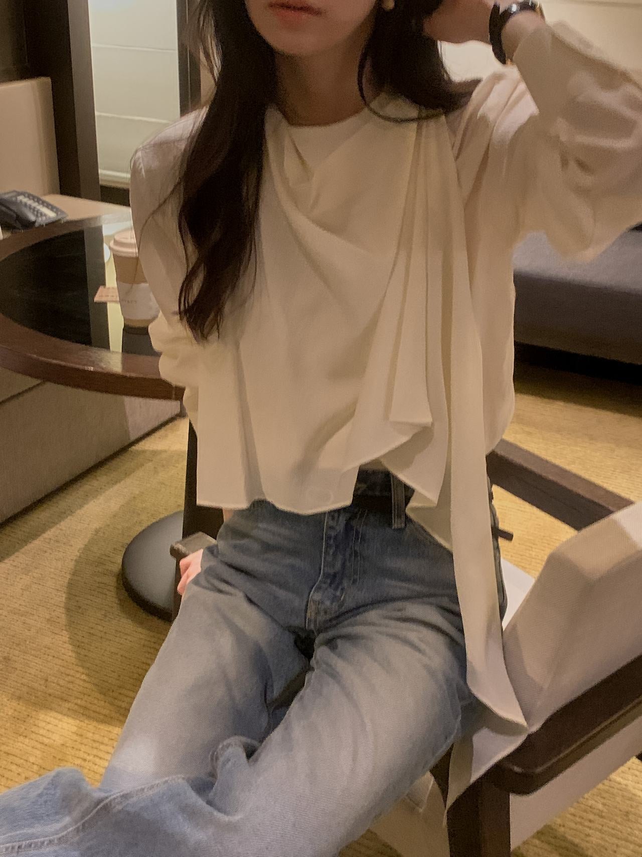 Poise Scarf Button Blouse