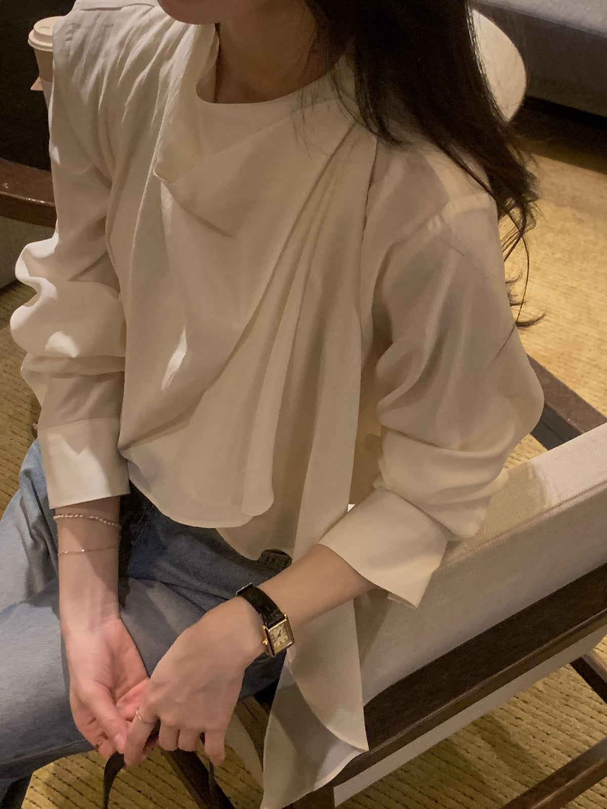 Poise Scarf Button Blouse