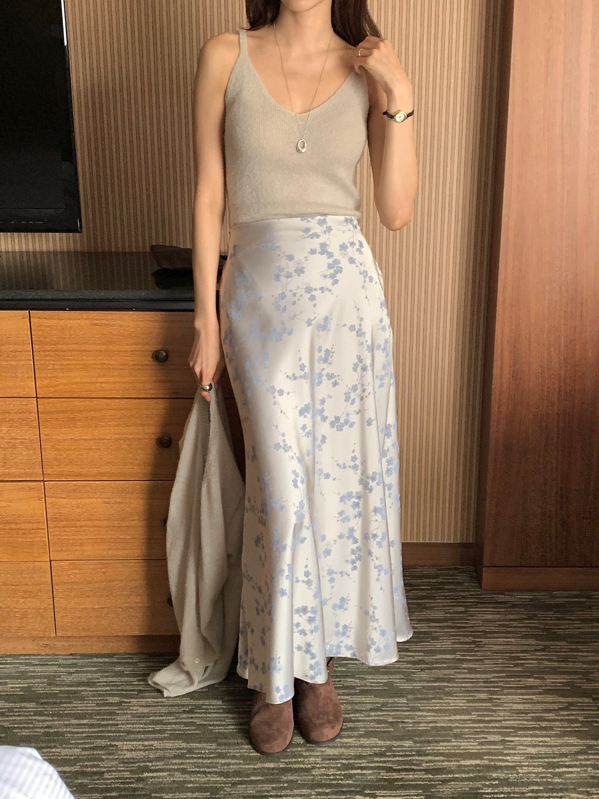 Silken Bloom Maxi Skirt