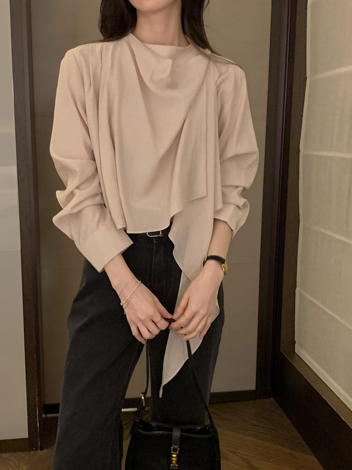 Poise Scarf Button Blouse