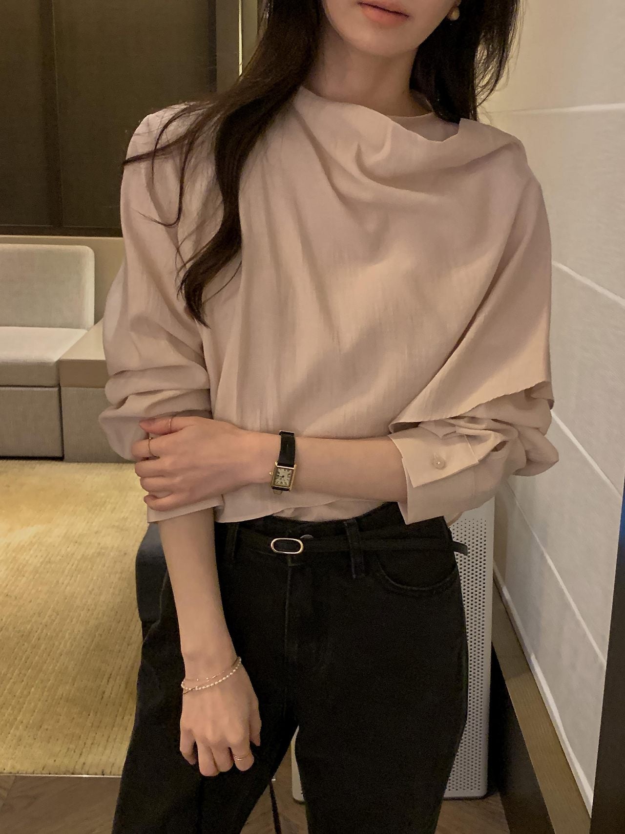 Poise Scarf Button Blouse