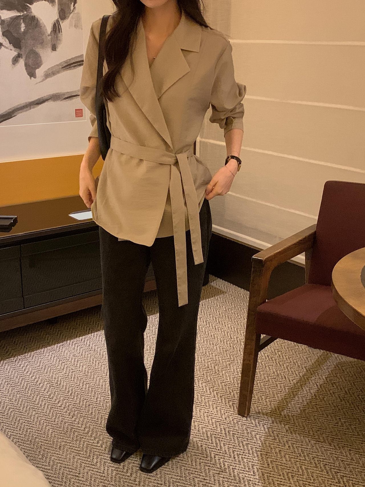Essential Belted Shirt Blouse
