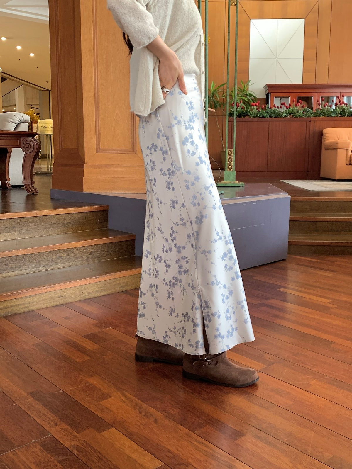 Silken Bloom Maxi Skirt