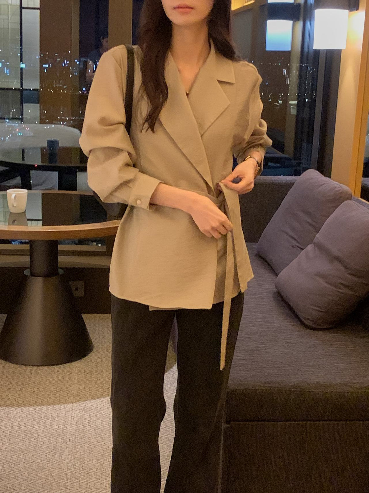 Essential Belted Shirt Blouse