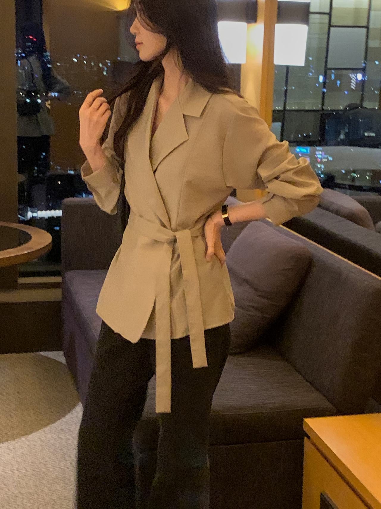 Essential Belted Shirt Blouse