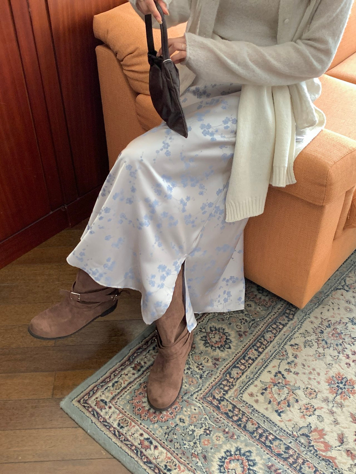 Silken Bloom Maxi Skirt