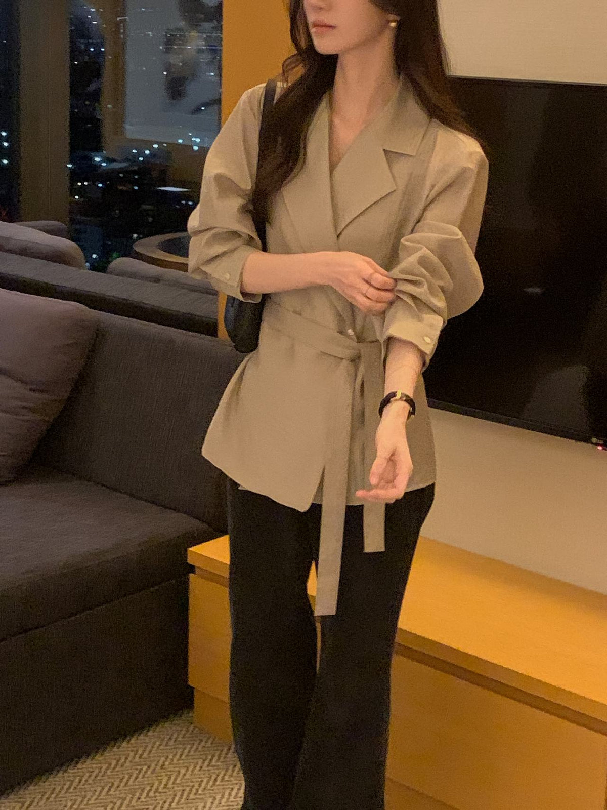 Essential Belted Shirt Blouse
