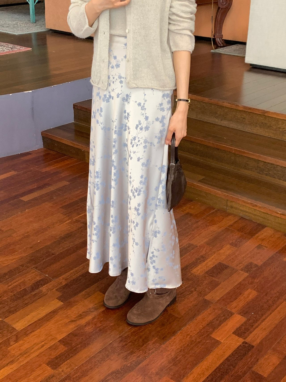 Silken Bloom Maxi Skirt