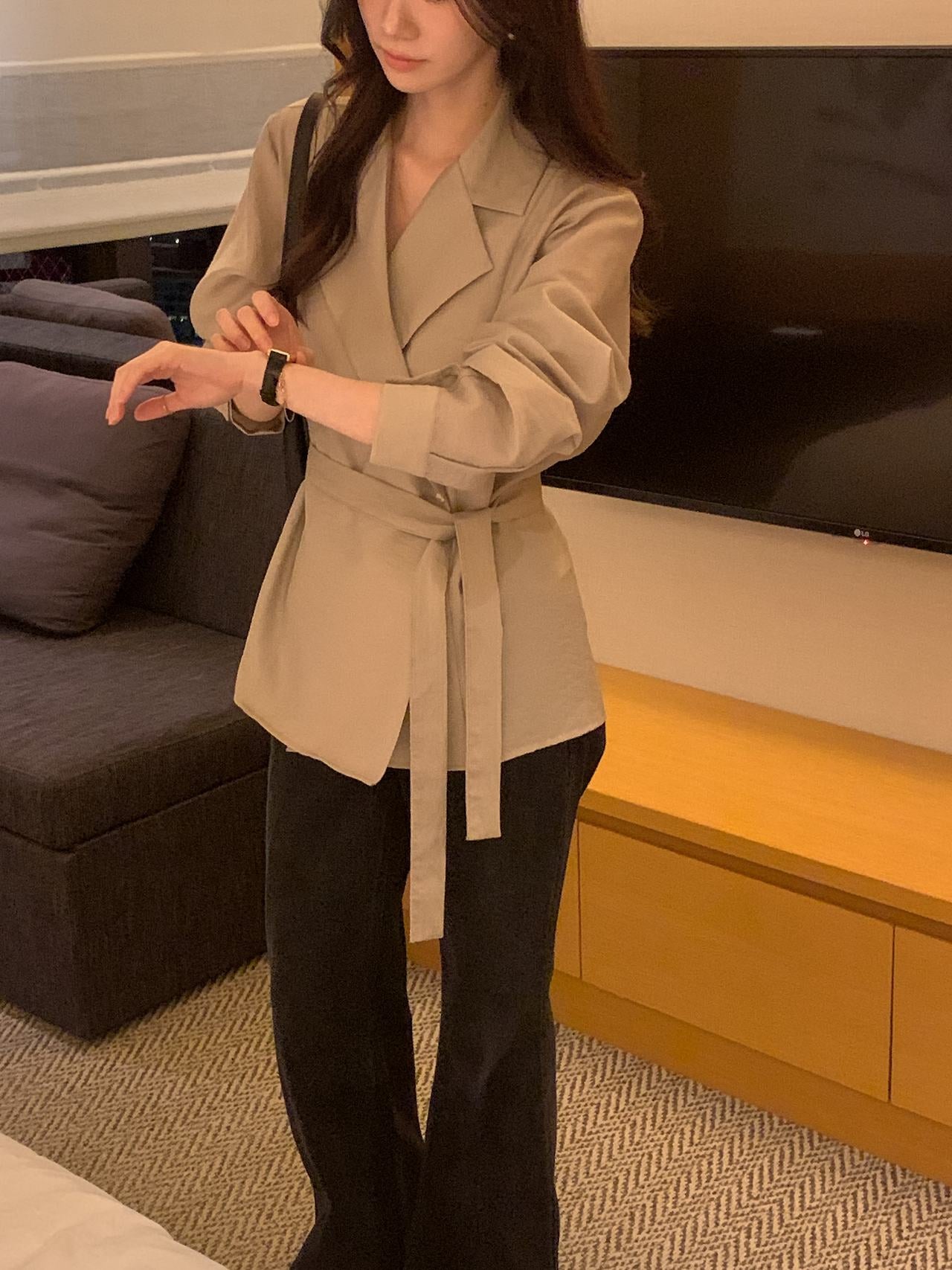 Essential Belted Shirt Blouse