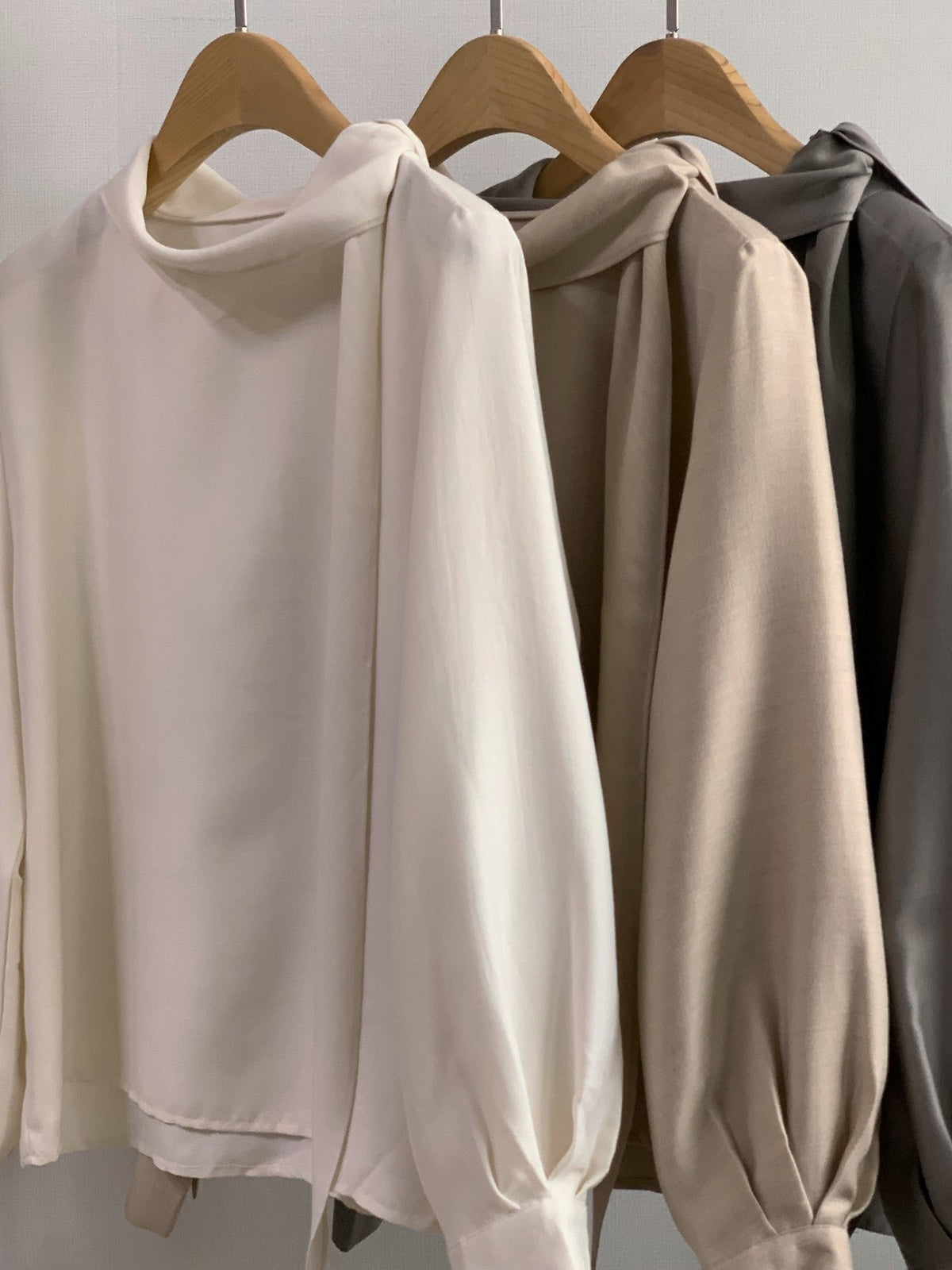 Lustre Tie Wool Blend Blouse