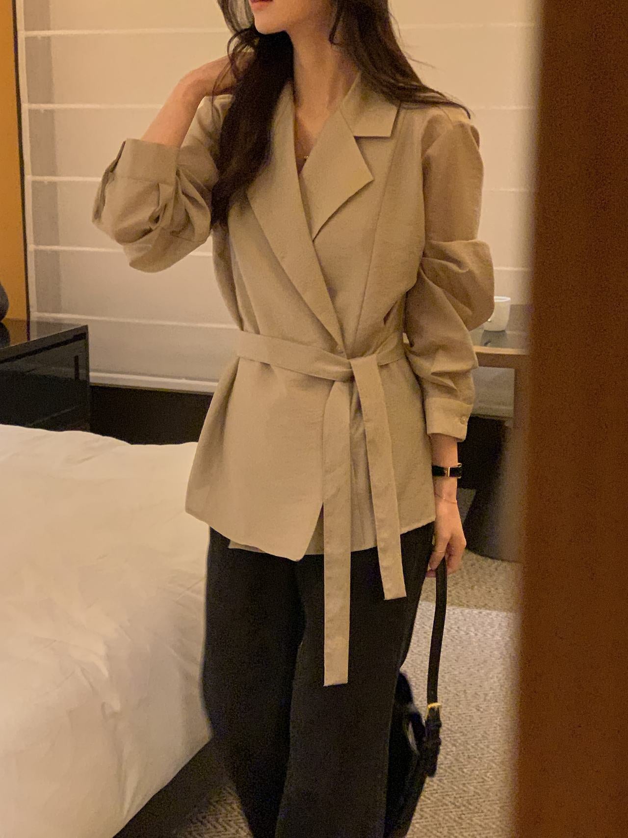 Essential Belted Shirt Blouse