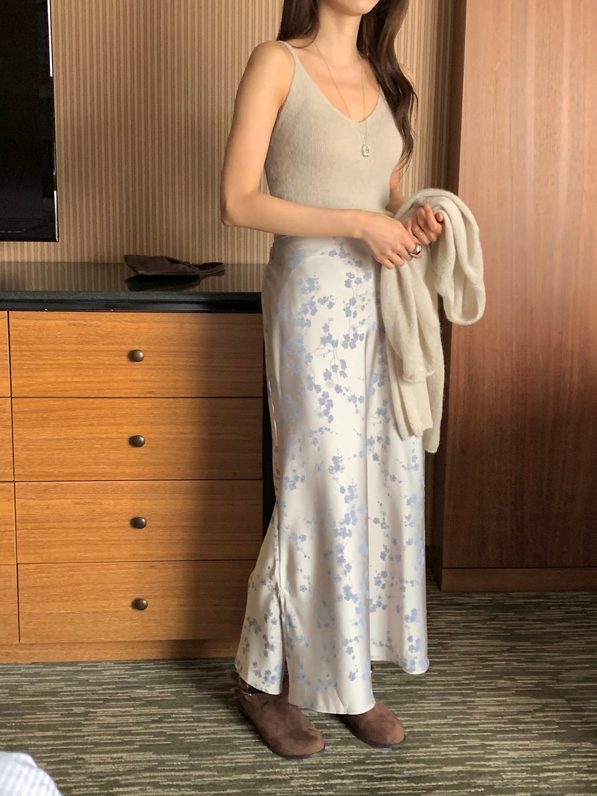 Silken Bloom Maxi Skirt