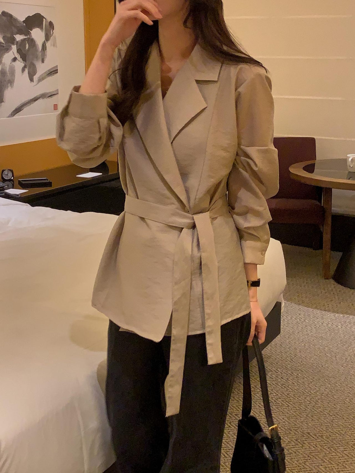 Essential Belted Shirt Blouse