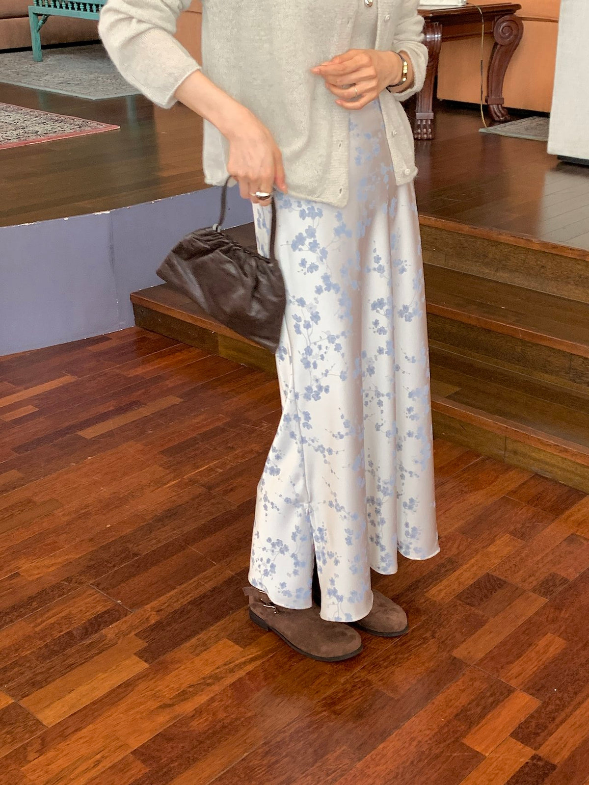 Silken Bloom Maxi Skirt