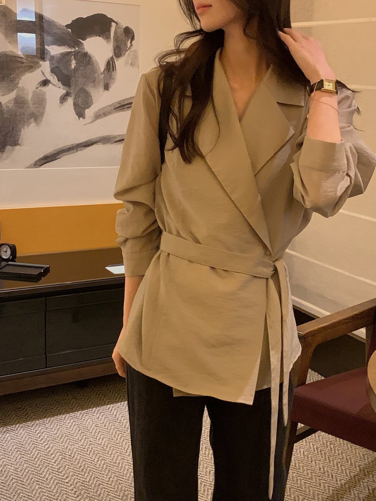 Essential Belted Shirt Blouse