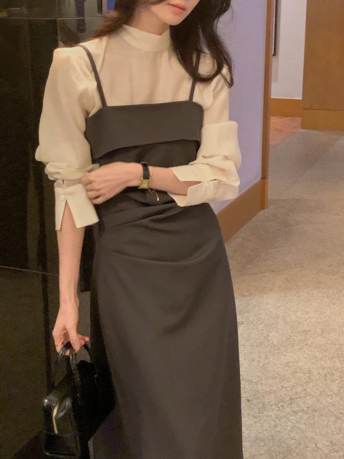 Slim Shirred Layering Dress