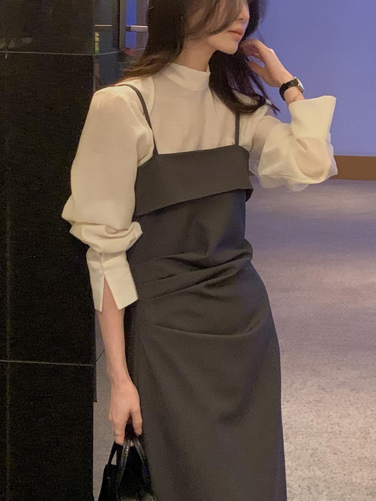 Slim Shirred Layering Dress