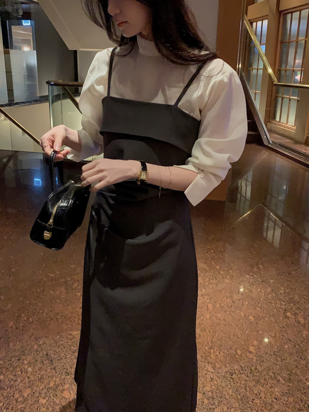 Slim Shirred Layering Dress