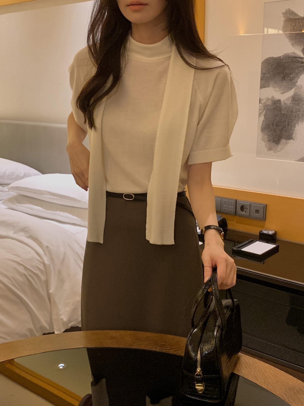 Silk Wool Tie Neck Knit