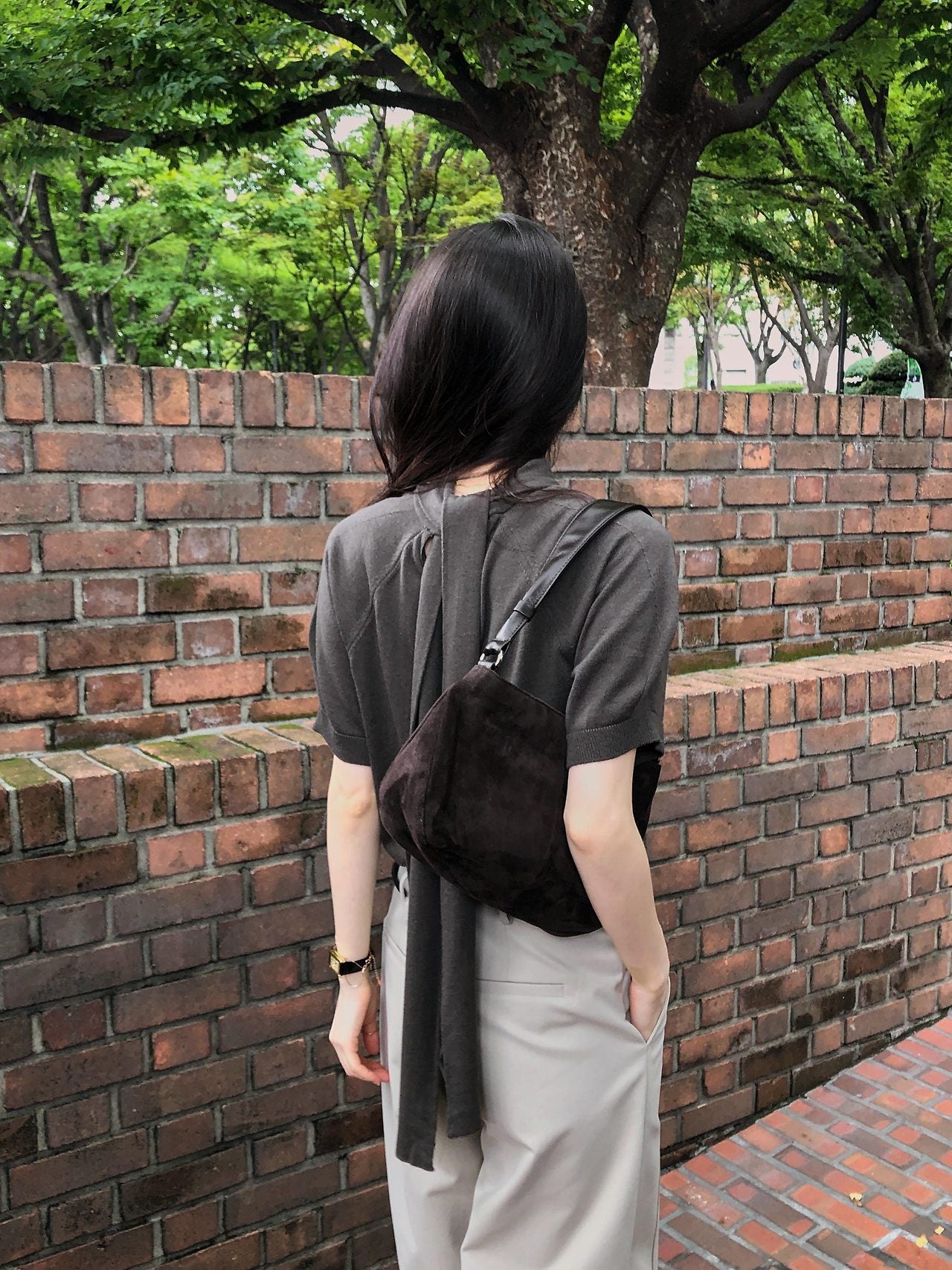 Silk Wool Tie Neck Knit