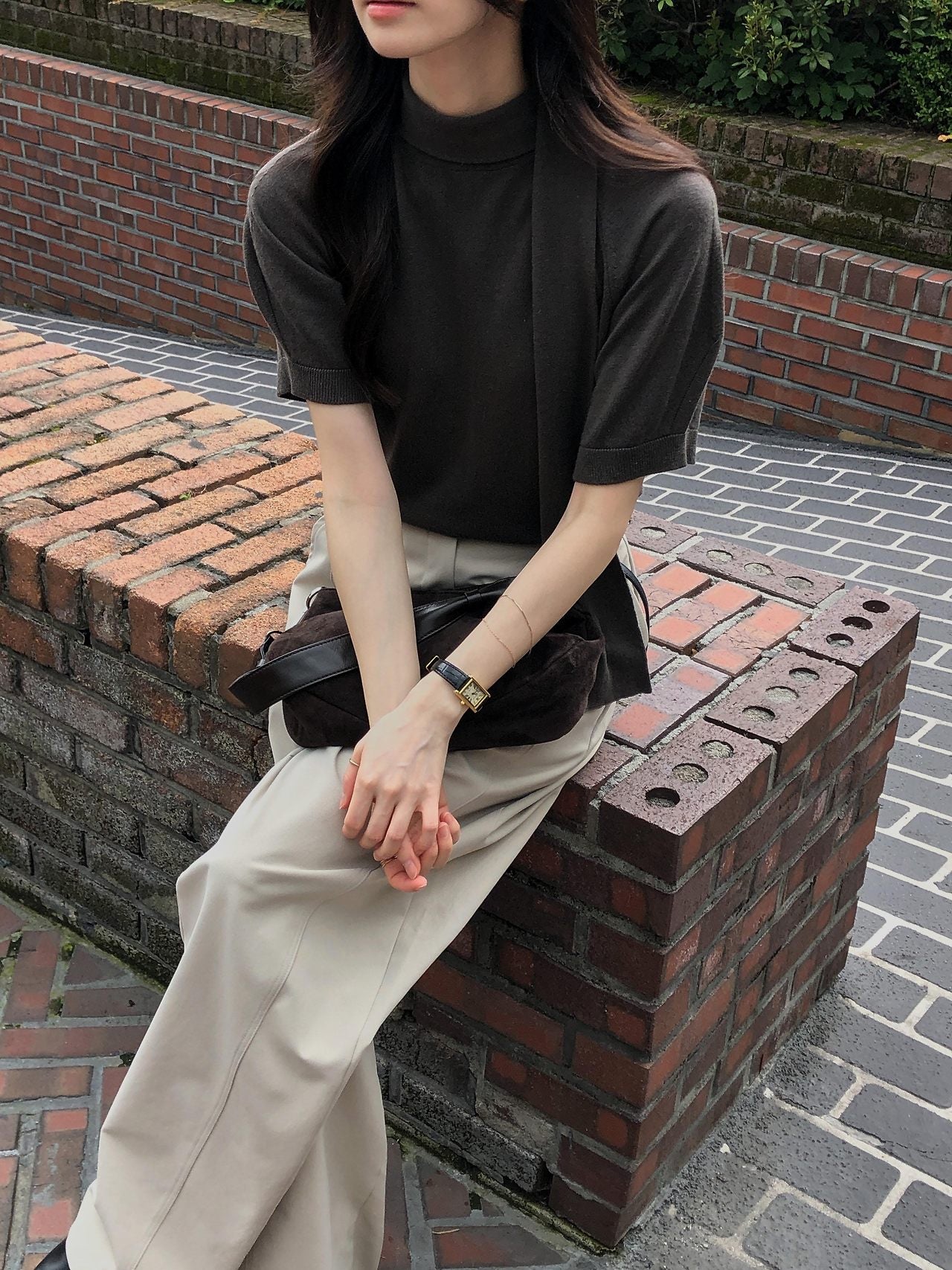Silk Wool Tie Neck Knit