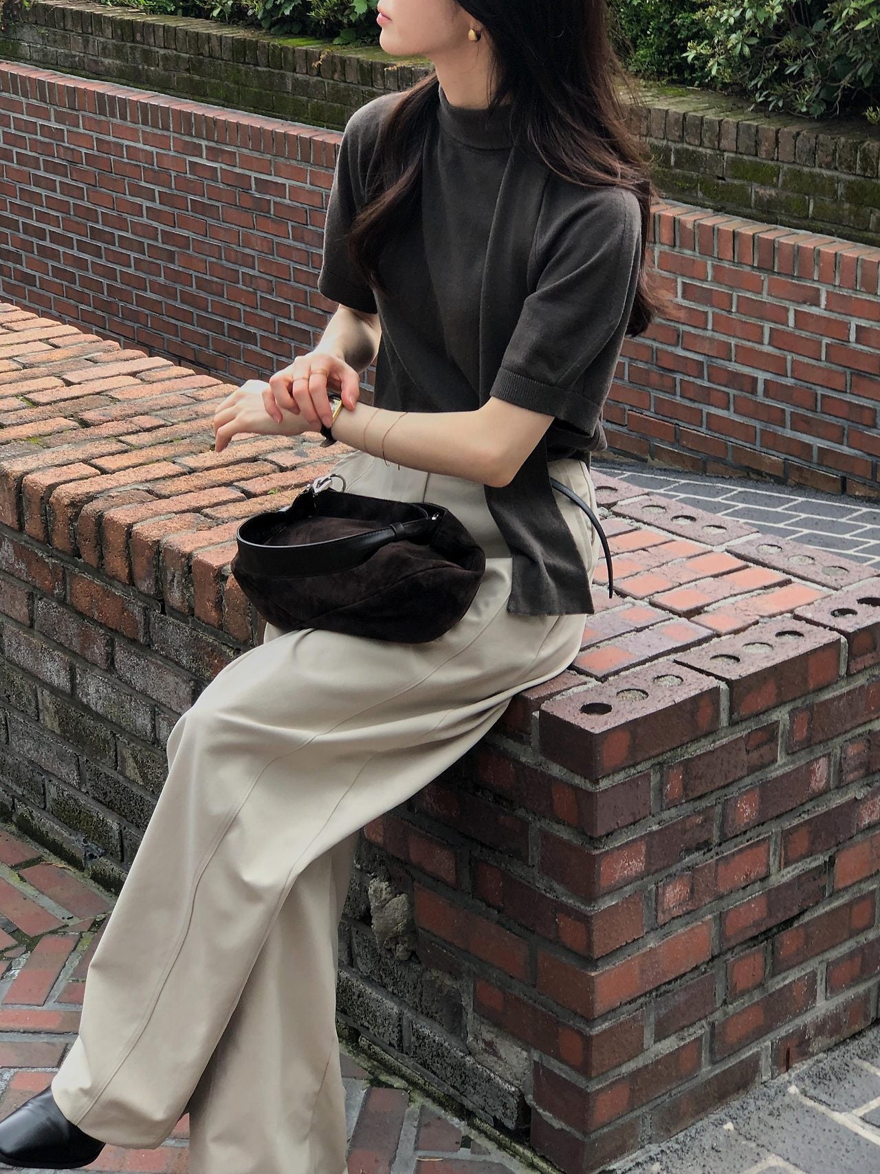 Silk Wool Tie Neck Knit