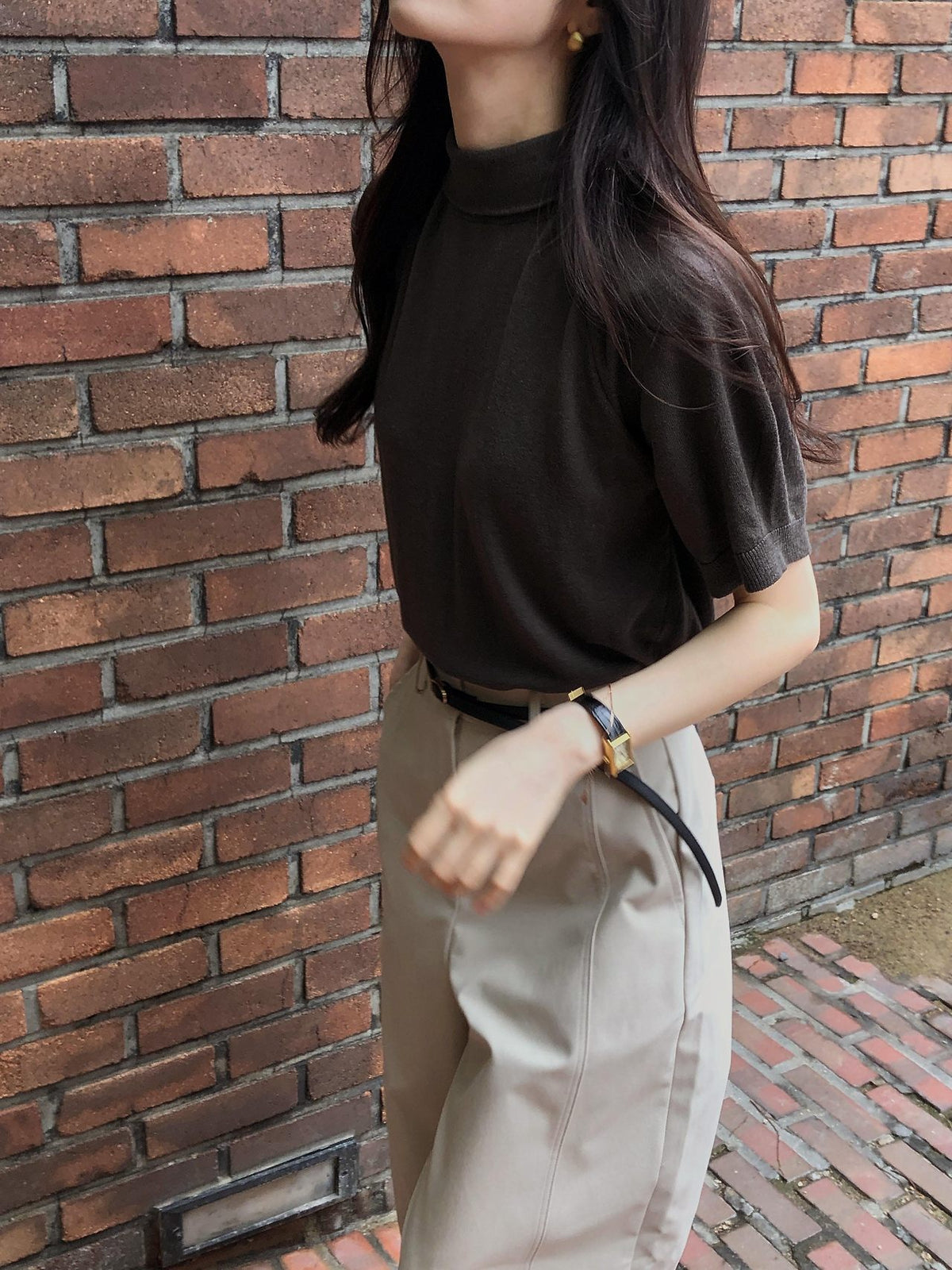 Silk Wool Tie Neck Knit