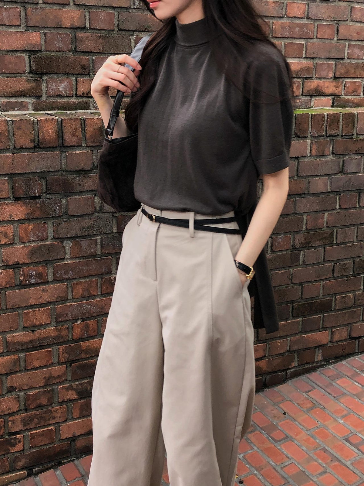 Silk Wool Tie Neck Knit